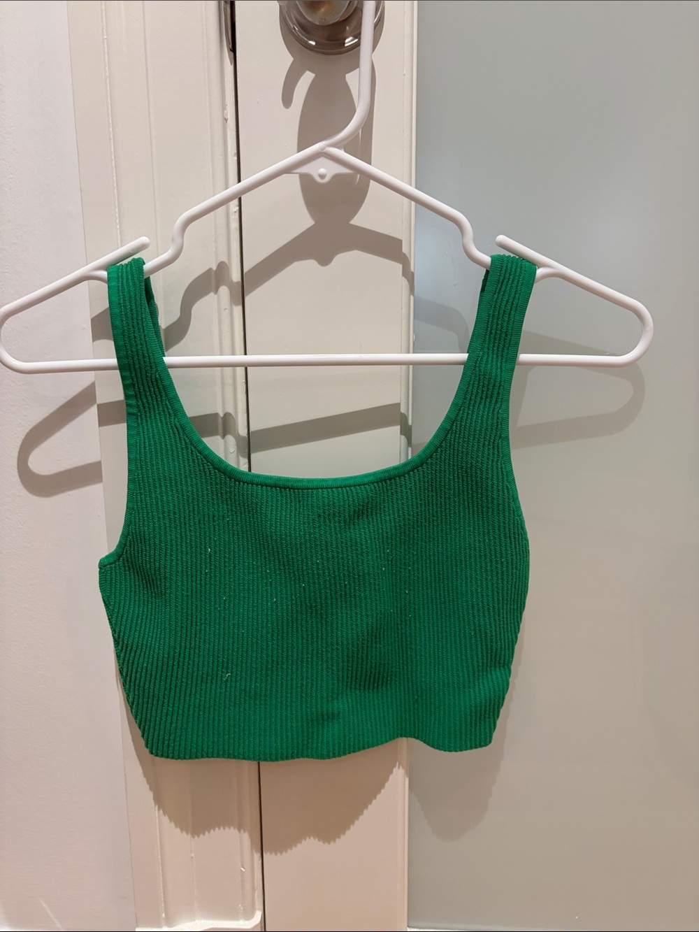 Aritzia Emerald Ribbed Scoop Crop Tank
